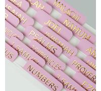 JIXZEN Laminated Bible Tabs for Women, 75 Embossed Gold Foil Large Print Index Tabs, Perfect for Bible Study, Chapter Organization & Easy Navigation (Pink)