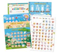 JIXZEN Potty Training Chart with 3 Animal Themes Potty Training Stickers, Fun Potty Reward Chart for Kids, Potty Sticker Chart for Toddlers Girls 1-3, 2-4, Potty Chart for Toddlers Boys Reward(15 PCS)