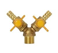 JIYAMI'EN EL Y-Shaped Splitter DN15 1/2inch Male to 10mmm Hose Barb Brass Ball Valve Air Fuel Gas