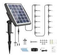 JIYANG Solar Automatic Drip Irrigation Kit System, Solar Powered Auto Easy DIY Watering Device Supported Pots Plants, 6 Timing Modes with Anti-Siphoning Device (Supported 10-15 Pots, 6Timing Modes)