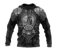JIYAU Viking Hoodies for Men Celtic Raven & Wolf 3D Full Print Casual Pullover Sweatshirt Fall Oversized Couple Long Sleeve Hoody (Color : Celtic Knot Hoodie, Size : XL)