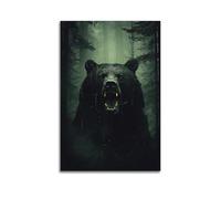 JIYAYCU Animal Artwork Poster Black Bears in The Forest Decorative Painting Canvas Art Picture 12x18inch(30x45cm)