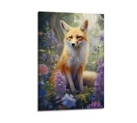 JIYAYCU Animal Artwork Poster Cute Little Foxes Decorative Painting Canvas Art Picture 08x12inch(20x30cm)
