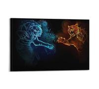JIYAYCU Animal Artwork Poster Duel of The Two Tigers Decorative Painting Canvas Art Picture 08x12inch(20x30cm)