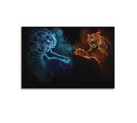 JIYAYCU Animal Artwork Poster Duel of The Two Tigers Decorative Painting Canvas Art Picture 16x24inch(40x60cm)