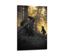 JIYAYCU Animal Artwork Poster Little Black Bear in The Forest Decorative Painting Canvas Art Picture 20x30inch(50x75cm)