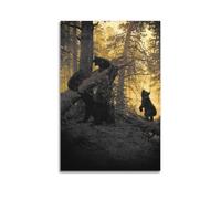 JIYAYCU Animal Artwork Poster Little Black Bear in The Forest Decorative Painting Canvas Art Picture 20x30inch(50x75cm)