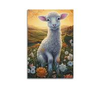 JIYAYCU Animal Artwork Poster Little Sheep in The Meadow Decorative Painting Canvas Art Picture 20x30inch(50x75cm)