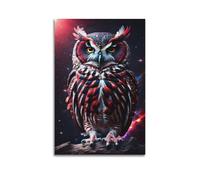 JIYAYCU Animal Artwork Poster Owls in The Universe Decorative Painting Canvas Art Picture 20x30inch(50x75cm)