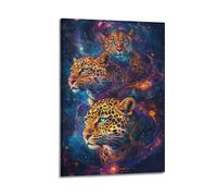 JIYAYCU Animal Artwork Poster Three Leopards in The Universe Decorative Painting Canvas Art Picture 16x24inch(40x60cm)