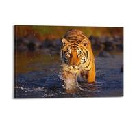 JIYAYCU Animal Artwork Poster Tiger by The River Decorative Painting Canvas Art Picture 24x36inch(60x90cm)
