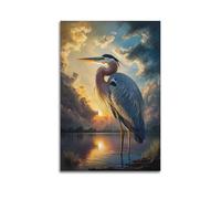 JIYAYCU Animal Poster Cranes by The River Decorative Painting Canvas Art Picture 24x36inch(60x90cm)