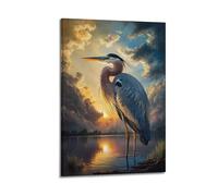 JIYAYCU Animal Poster Cranes by The River Decorative Painting Canvas Art Picture 24x36inch(60x90cm)