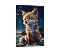 JIYAYCU Animal Poster Cute Little Foxes Decorative Painting Canvas Art Picture 24x36inch(60x90cm)