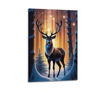 JIYAYCU Animal Poster Deer in The Snow Decorative Painting Canvas Art Picture 16x24inch(40x60cm)