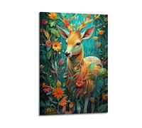 JIYAYCU Animal Poster Deer in The Woods Decorative Painting Canvas Art Picture 16x24inch(40x60cm)