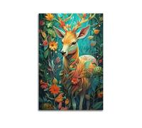 JIYAYCU Animal Poster Deer in The Woods Decorative Painting Canvas Art Picture 20x30inch(50x75cm)