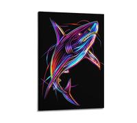 JIYAYCU Animal Poster Glowing Shark Decorative Painting Canvas Art Picture 08x12inch(20x30cm)