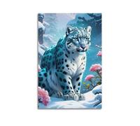 JIYAYCU Animal Poster Leopards in The Snow Decorative Painting Canvas Art Picture 12x18inch(30x45cm)
