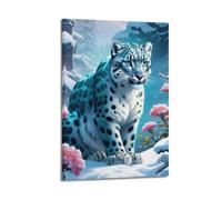 JIYAYCU Animal Poster Leopards in The Snow Decorative Painting Canvas Art Picture 24x36inch(60x90cm)