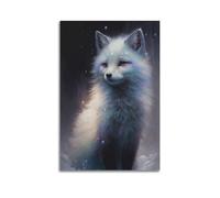 JIYAYCU Animal Poster Little Fox in The Snowy Sky Decorative Painting Canvas Art Picture 16x24inch(40x60cm)