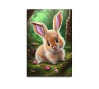JIYAYCU Animal Poster Little Rabbit in The Forest Decorative Painting Canvas Art Picture 12x18inch(30x45cm)