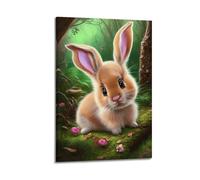 JIYAYCU Animal Poster Little Rabbit in The Forest Decorative Painting Canvas Art Picture 20x30inch(50x75cm)