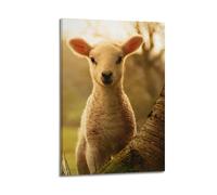 JIYAYCU Animal Poster Little Sheep in The Meadow Artwork Decorative Painting Canvas Art Picture 16x24inch(40x60cm)