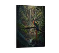 JIYAYCU Animal Poster Parrots in The Forest Decorative Painting Canvas Art Picture 08x12inch(20x30cm)