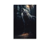 JIYAYCU Animal Poster Snarling Arctic Wolves Decorative Painting Canvas Art Picture 24x36inch(60x90cm)