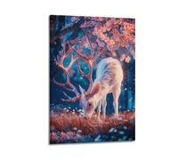 JIYAYCU Animal Poster The Deer That Eats Grass Decorative Painting Canvas Art Picture 08x12inch(20x30cm)
