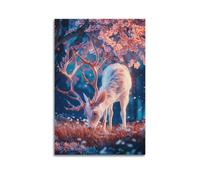 JIYAYCU Animal Poster The Deer That Eats Grass Decorative Painting Canvas Art Picture 20x30inch(50x75cm)