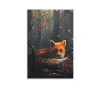 JIYAYCU Animal Poster The Little Fox in The Forest Decorative Painting Canvas Art Picture 12x18inch(30x45cm)