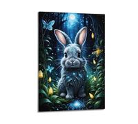 JIYAYCU Animal Poster The Magic Bunny Decorative Painting Canvas Art Picture 24x36inch(60x90cm)