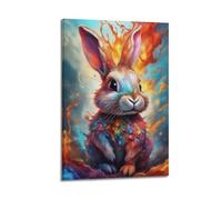 JIYAYCU Animal Poster The Rabbit That's on Fire Decorative Painting Canvas Art Picture 20x30inch(50x75cm)