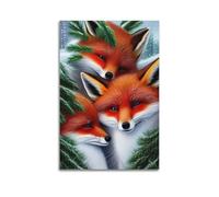 JIYAYCU Animal Poster Three Foxes in The Snow Decorative Painting Canvas Art Picture 16x24inch(40x60cm)