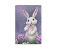JIYAYCU Animal Poster White Rabbit Looking at The Sky Decorative Painting Canvas Art Picture 16x24inch(40x60cm)