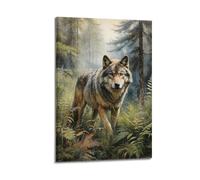 JIYAYCU Animal Poster Wolves in The Forest Artwork Decorative Painting Canvas Art Picture 08x12inch(20x30cm)