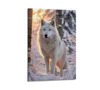 JIYAYCU Animal Poster Wolves in The Snow Artwork Decorative Painting Canvas Art Picture 16x24inch(40x60cm)