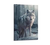 JIYAYCU Animal Poster Wolves in The Snow Decorative Painting Canvas Art Picture 12x18inch(30x45cm)
