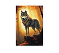 JIYAYCU Animal Poster Wolves in The Woods Decorative Painting Canvas Art Picture 12x18inch(30x45cm)