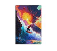 JIYAYCU Extreme Sports Poster Brave Warrior Riding The Waves Decorative Painting Canvas Art Picture 20x30inch(50x75cm)