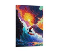 JIYAYCU Extreme Sports Poster Brave Warrior Riding The Waves Decorative Painting Canvas Art Picture 24x36inch(60x90cm)