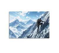 JIYAYCU Extreme Sports Poster Fearless Climbing on Snowy Mountains Decorative Painting Canvas Art Picture 16x24inch(40x60cm)