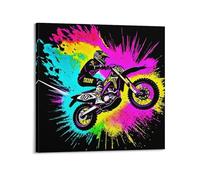 JIYAYCU Extreme Sports Poster Motocross Stunt in BlackYellow Decorative Painting Canvas Art Picture 24x24inch(60x60cm)