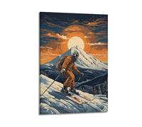 JIYAYCU Extreme Sports Poster Orange Skiing Windrider Decorative Painting Canvas Art Picture 08x12inch(20x30cm)