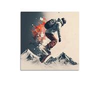JIYAYCU Extreme Sports Poster Peak Skiing Skill Show Decorative Painting Canvas Art Picture 28x28inch(70x70cm)