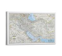JIYAYCU Map Poster Asia Iran Classic Map Decorative Painting Canvas Art Picture 16x24inch(40x60cm)