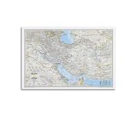 JIYAYCU Map Poster Asia Iran Classic Map Decorative Painting Canvas Art Picture 20x30inch(50x75cm)