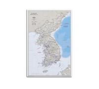 JIYAYCU Map Poster Asia Korean Peninsula Classic Map Decorative Painting Canvas Art Picture 16x24inch(40x60cm)